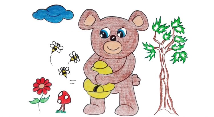 Bear clipart simple and easy cartoon drawing by hand for kids