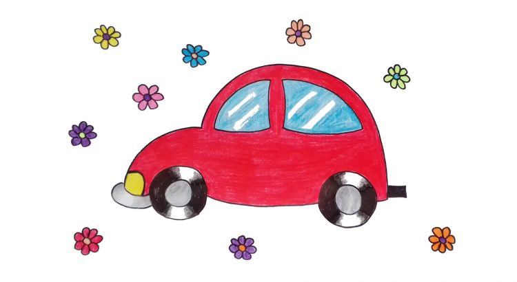 Car clipart simple and easy cartoon drawing by hand for kids