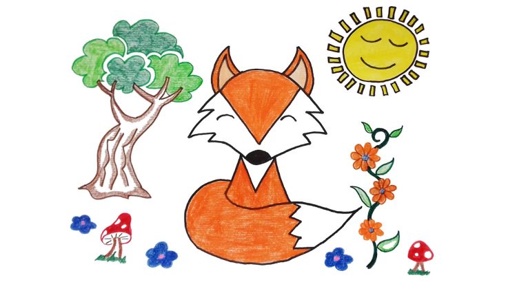 Fox clipart simple and easy cartoon drawing by hand for kids
