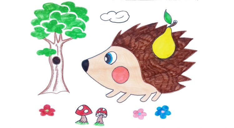 Hedgehog clipart simple and easy cartoon drawing by hand for kids