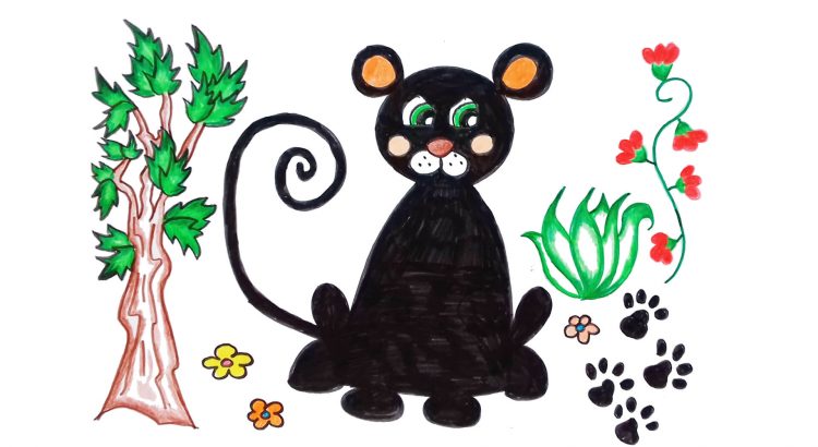 Panther clipart simple and easy cartoon drawing by hand for kids