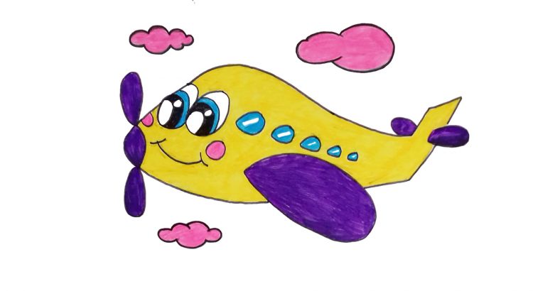 Plane clipart simple and easy cartoon drawing by hand for kids