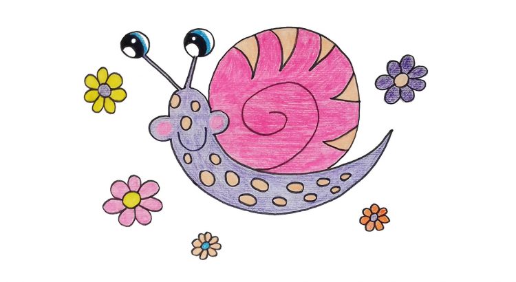 Snail clipart simple and easy cartoon drawing by hand for kids