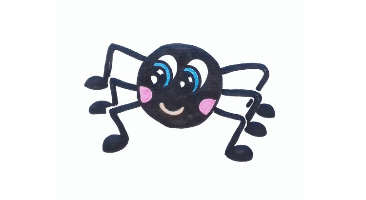 Spider clipart simple and easy cartoon drawing by hand for kids