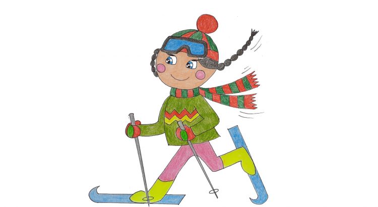 skiing cartoon